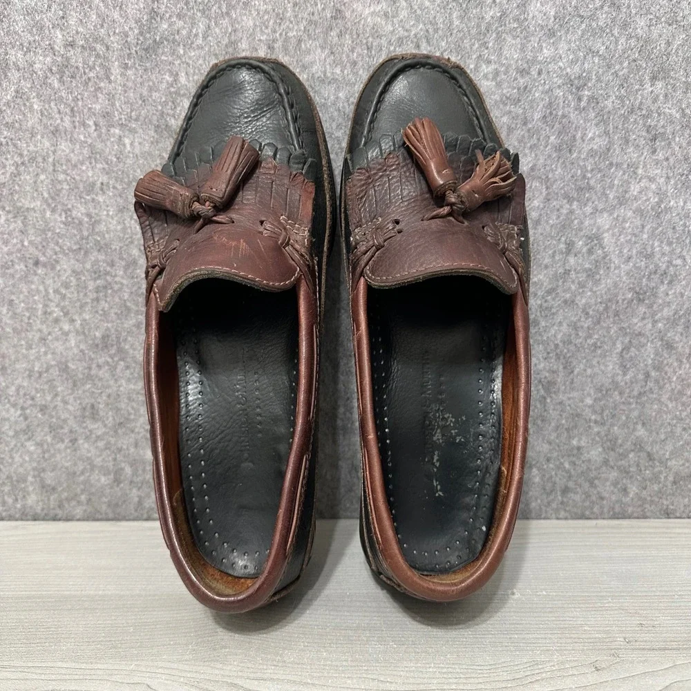 Johnston & Murphy Aragon II Kiltie Tassel‎ Loafers Mens 10 Black Brown Leather
